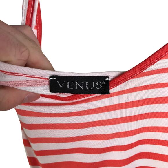 Venus‎ Maxi Dress Womens M Orange Striped Sleeveless Boho Festival Y2K High Low - Picture 2 of 7